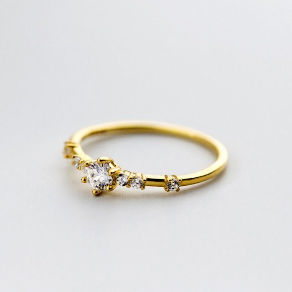 3/$25 🏷️ Sterling Silver Princess Ring Cubic Zirconia Gold Vermeil Ring - Picture 3 of 7